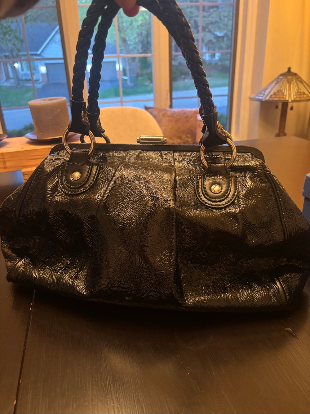 Elliott Lucca Black Braided-Handle Satchel